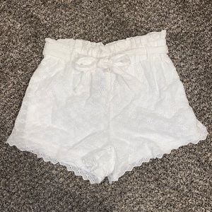 Miami Francesca’s white paper bag waist shorts